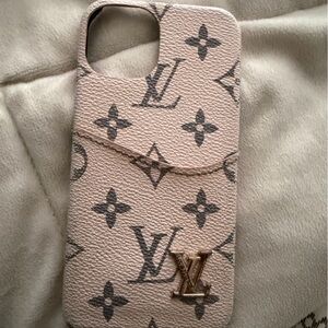 iPhone 14 light pink and Gray Monogram Case